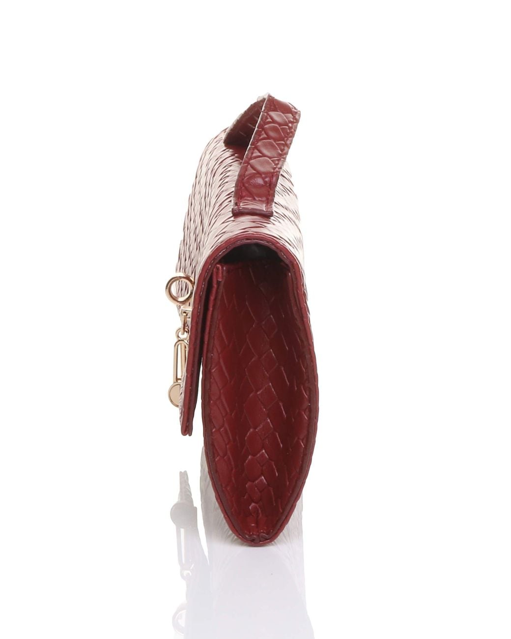 AJVANI Red Top Handle Party Woven Weave Clutch Bag