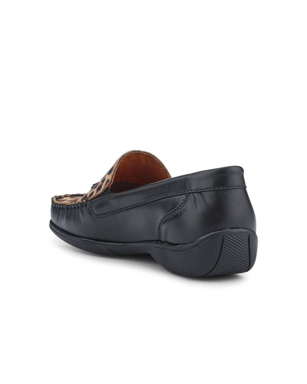 Pavers Black Embroided Panel Leather Loafers