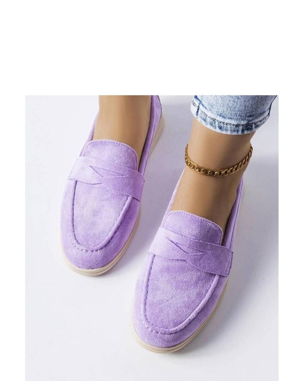 Love Lace Blue Moccasin Slip On Suede Shoes With Sole For Summer Comfort