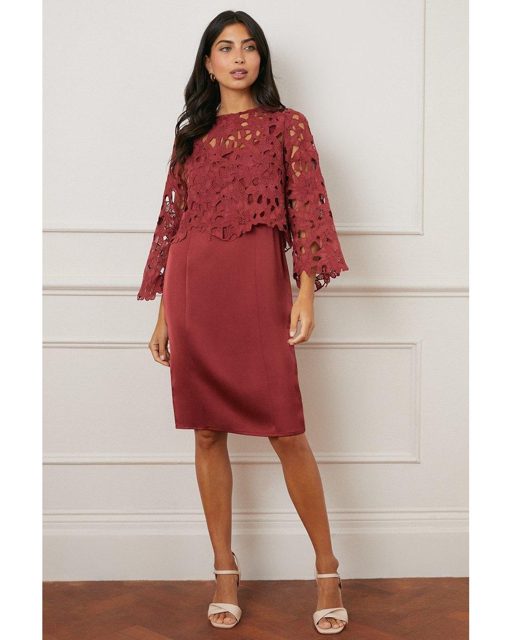 Petite lace midi dress cheap