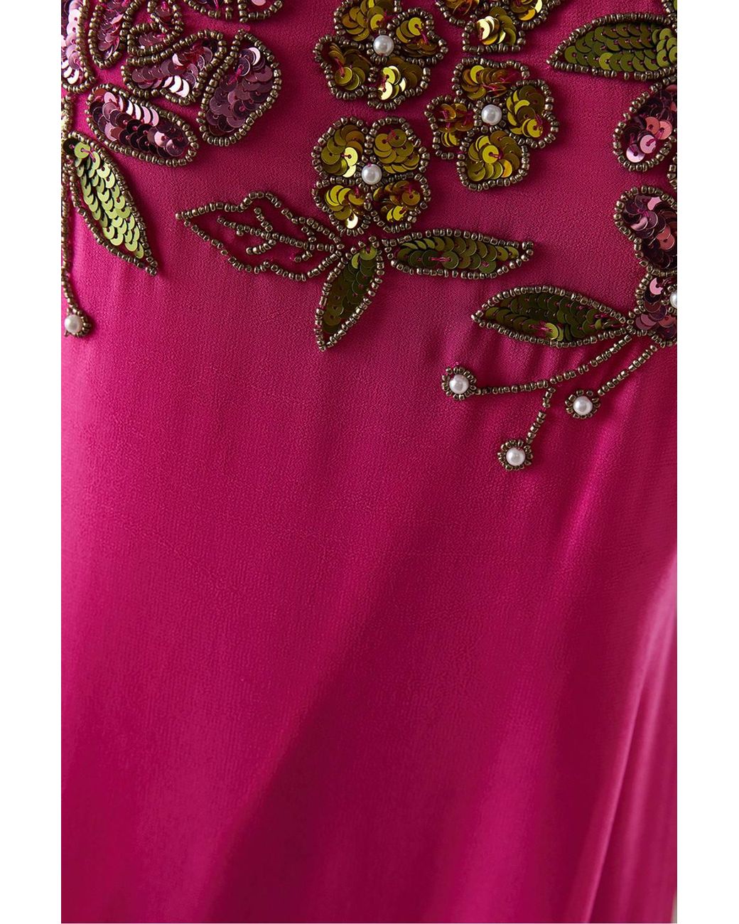 Warehouse Pink Hand Embellished Strappy Bias Sequin Midi Dress