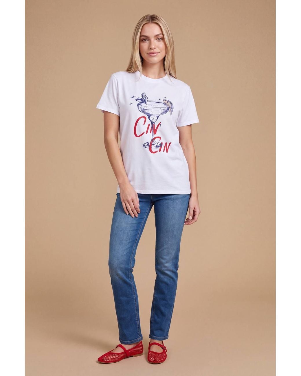 Dorothy Perkins Blue Cocktail Cin Cin Graphic T-Shirt