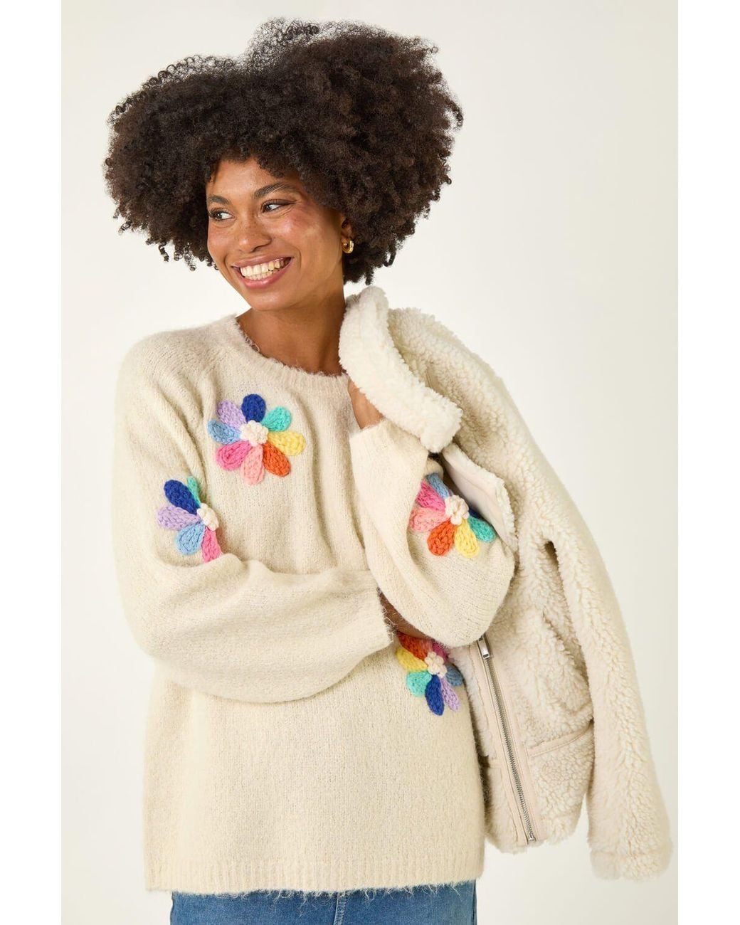 Roman Gray Floral Knit Jumper