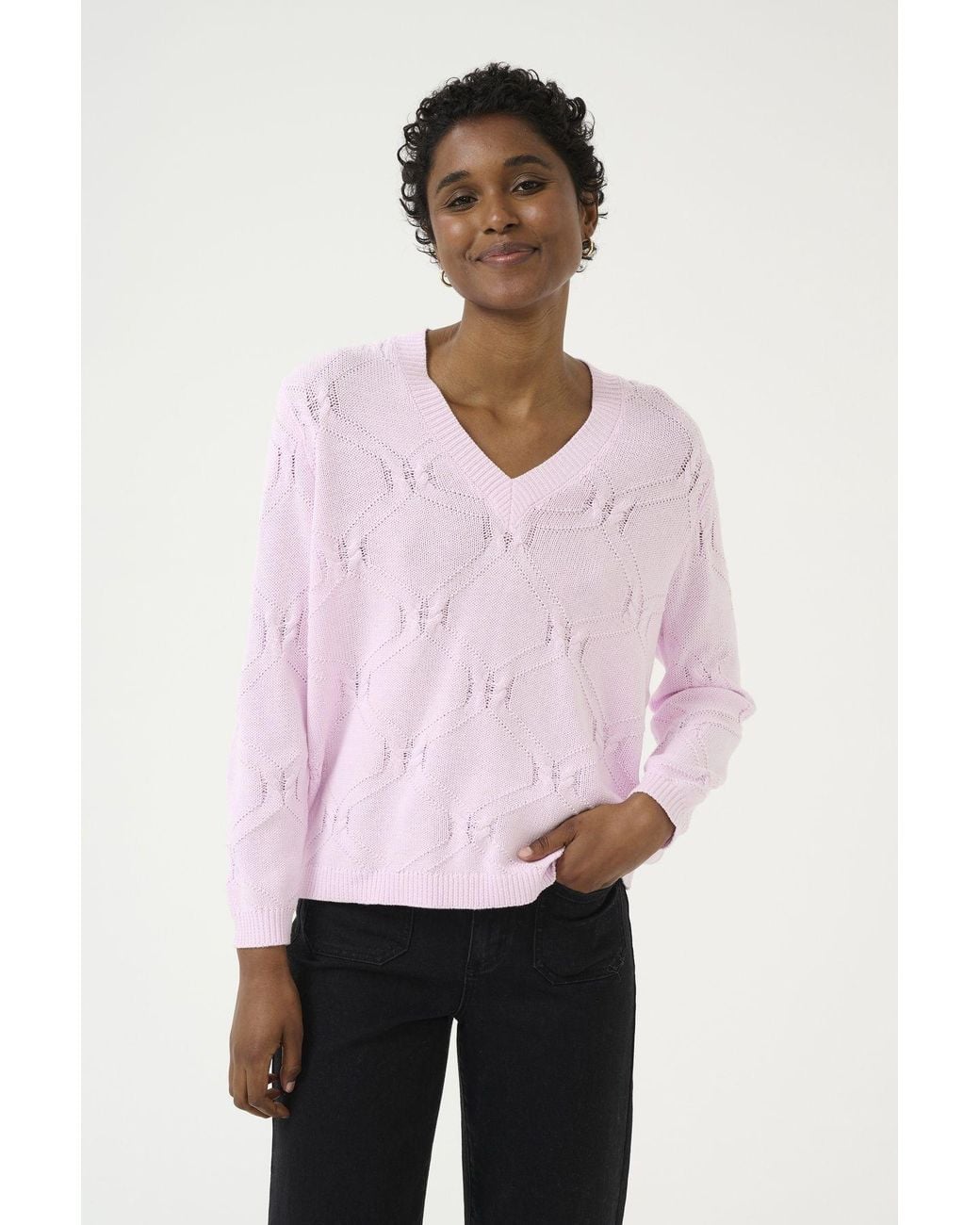 Kaffe Pink Kacharlie V-Neck Regular Fit Pullover