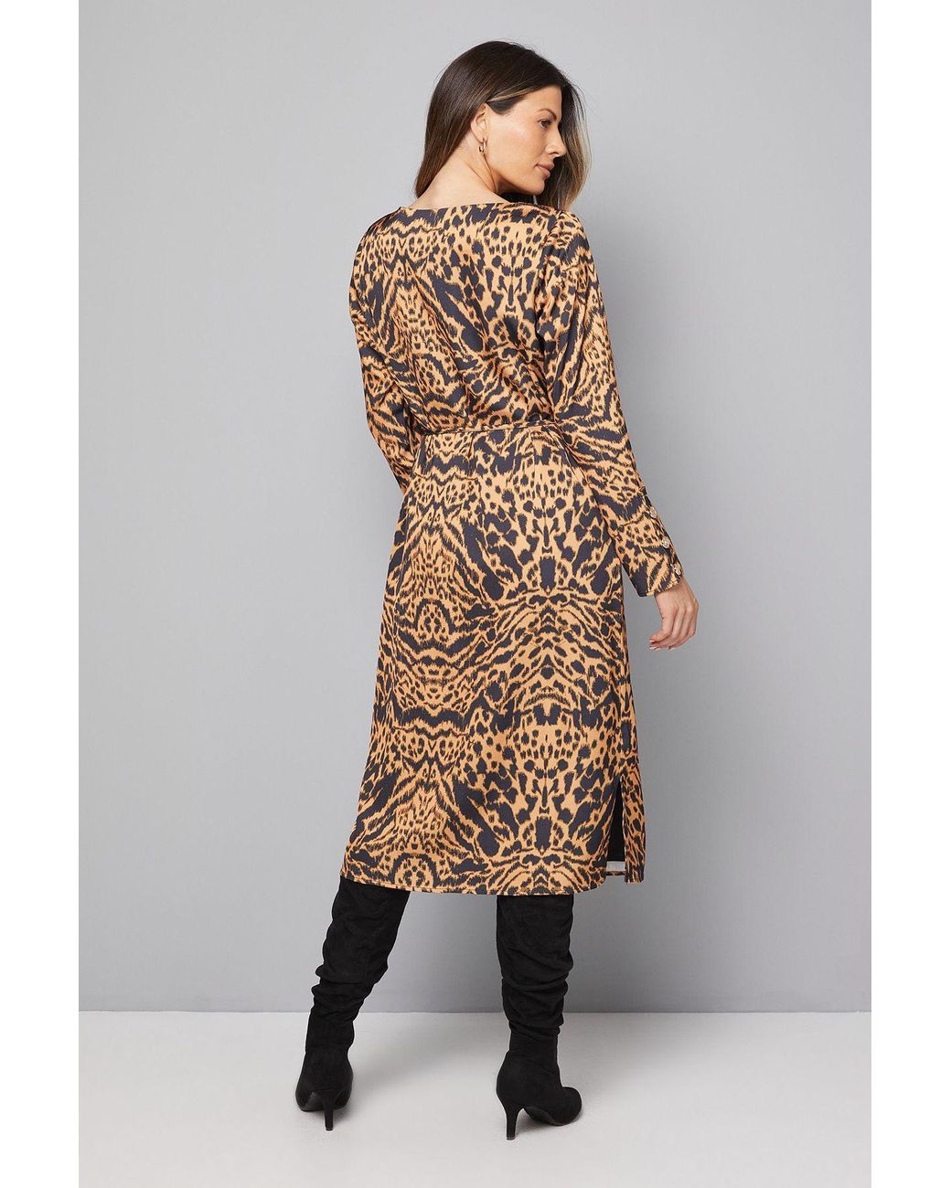 Wallis Natural Animal Print Belted Column Dress