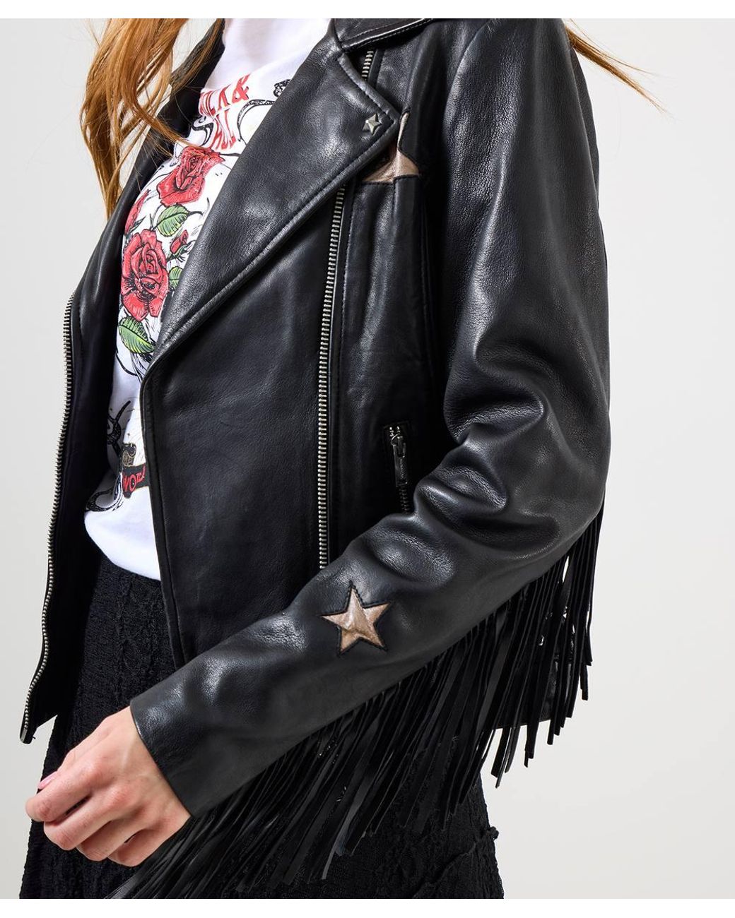 Joe Browns Blue Statement Leather Biker Jacket