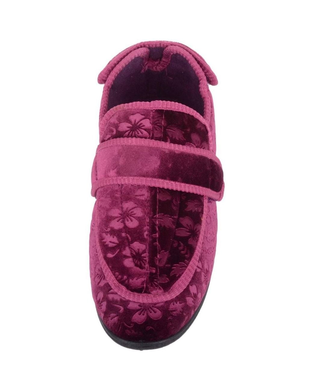 Absolute Footwear Purple Velour Style Indoor Slippers Booties, Multi Way Ripper Fastening