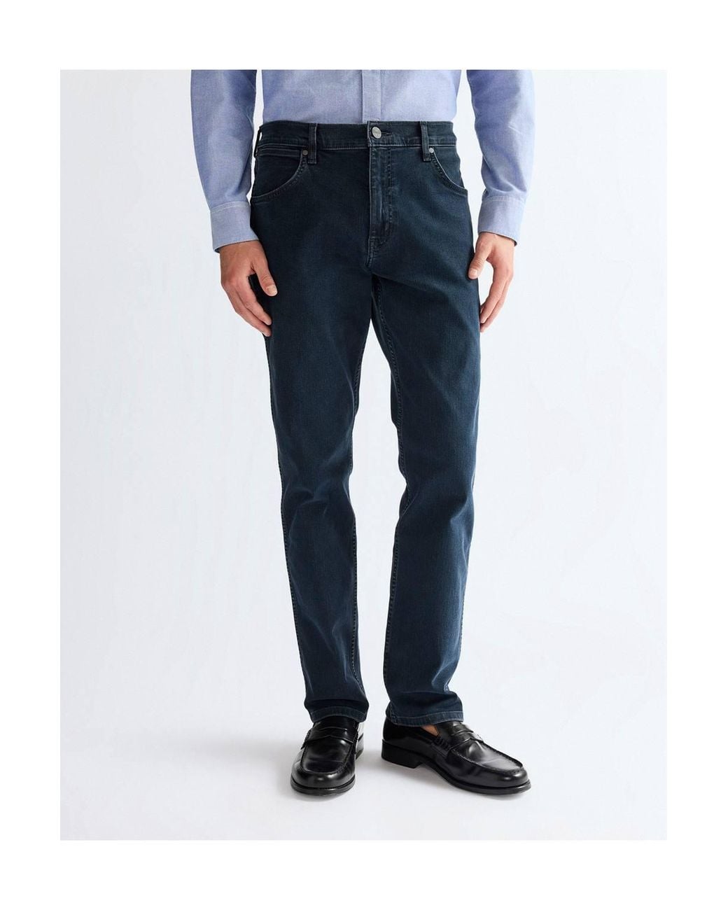 Wrangler Blue Greensboro Regular Straight Denim Jeans Iron for men