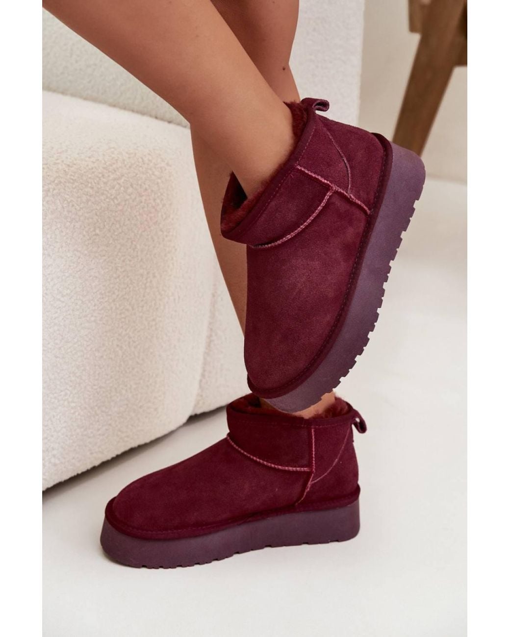 Love Lace Red Platform Warm Lined Classic Snow Boots