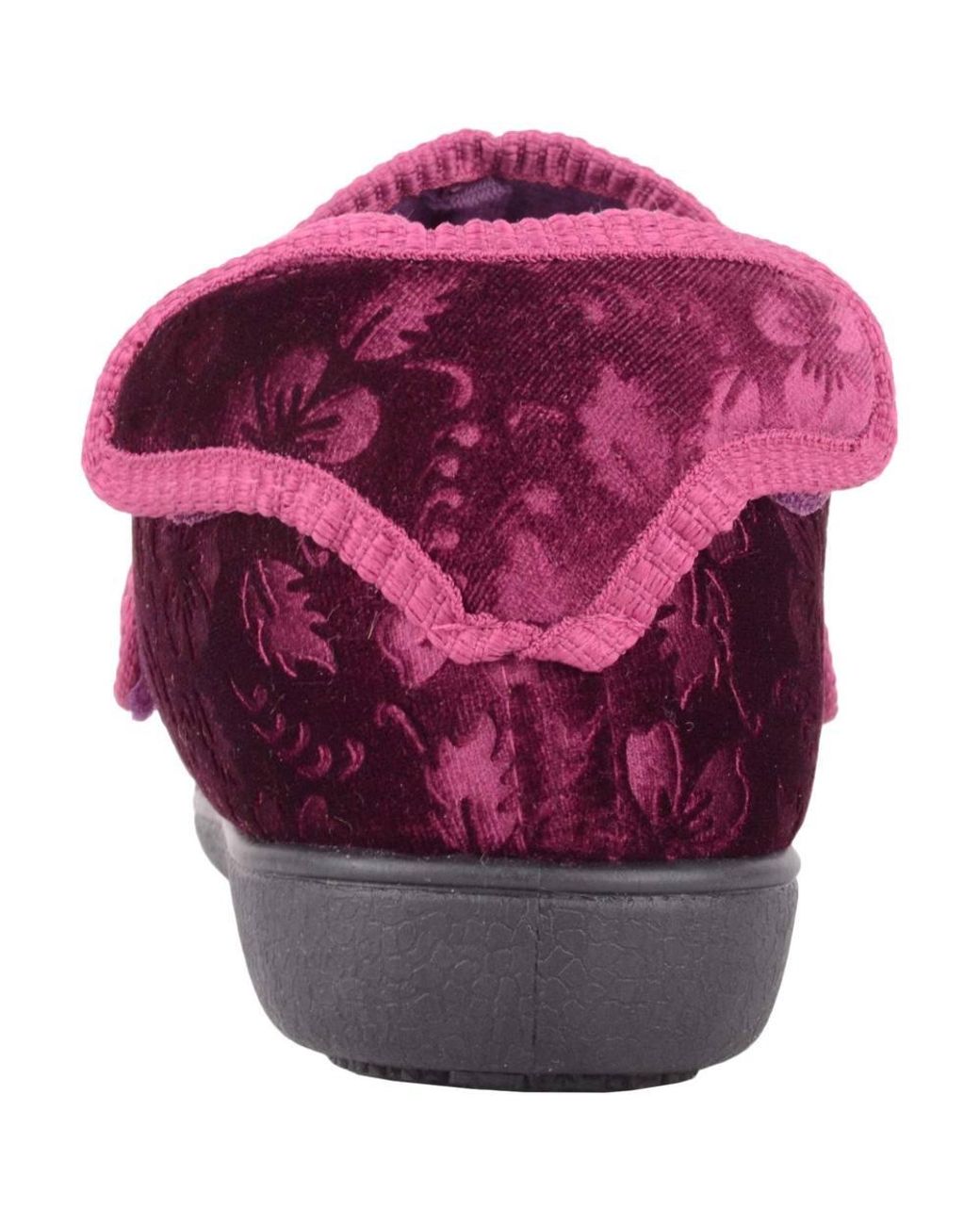 Absolute Footwear Purple Velour Style Indoor Slippers Booties, Multi Way Ripper Fastening