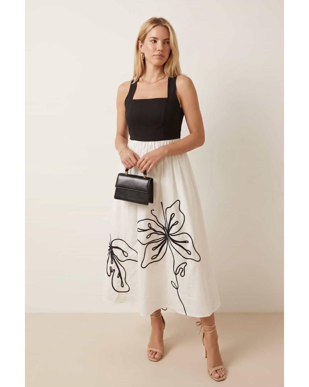 Style Cheat Multicolor Mono Embroidered 2In1 Dress