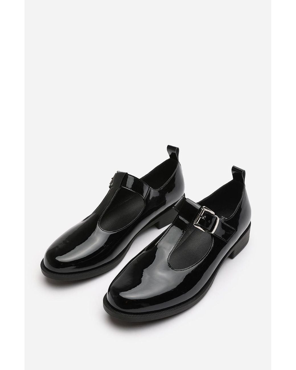 Where's That From Black 'Piper' Extra Wide Fit Mary Jane Loafers With Buckle Strap