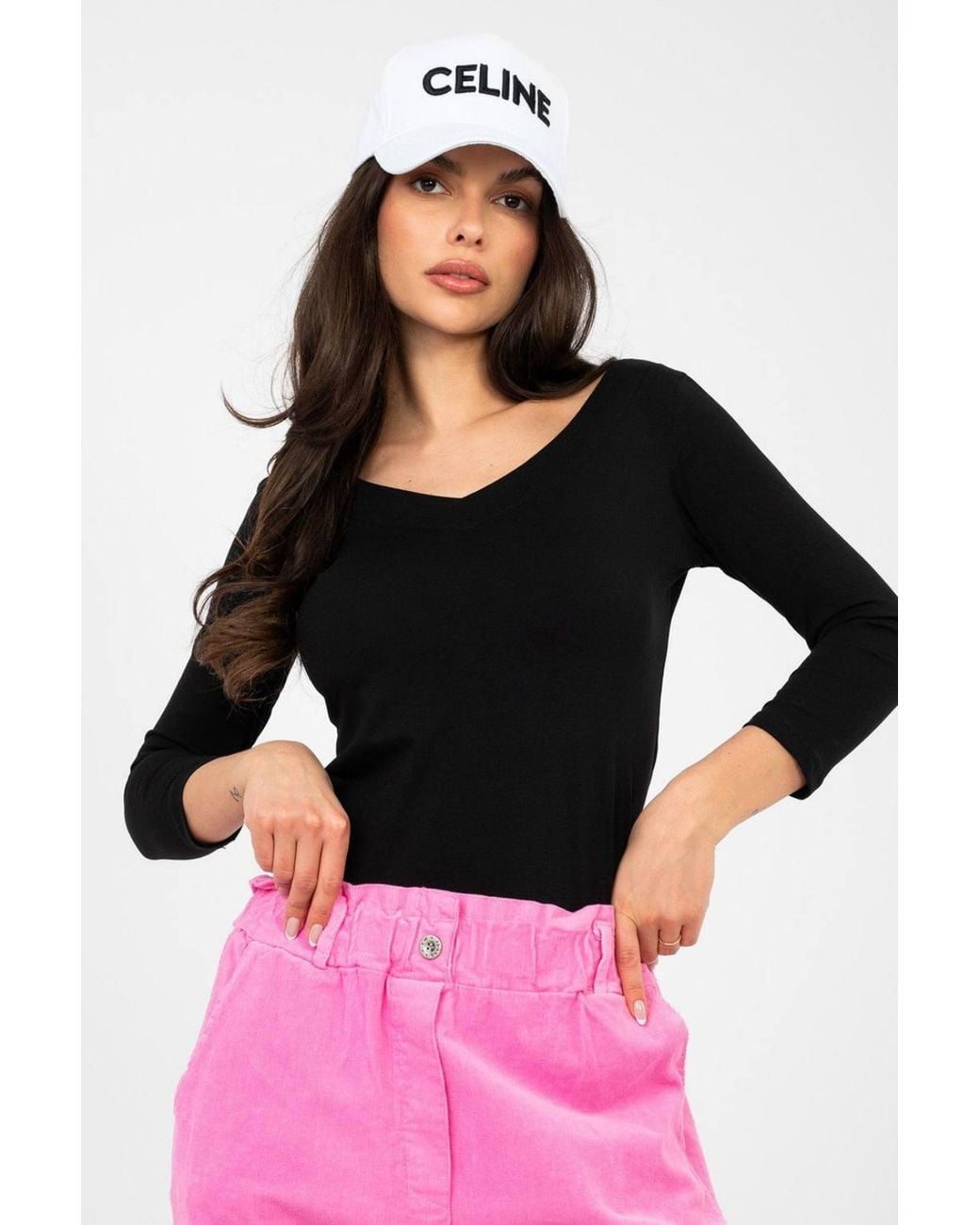 Love Lace Black Soft Cotton Elastane V Neck Blouse