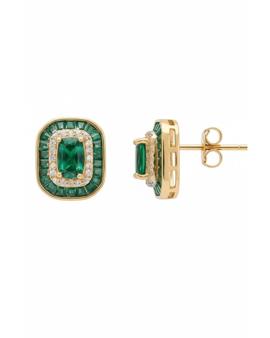 Latelita London Green Great Gatsby Stud Earrings Emerald