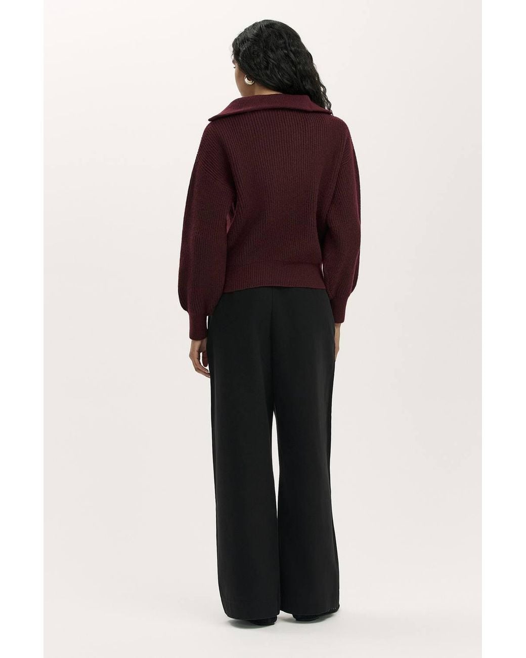Finery London Red Maddy Funnel Neck Half Zip Jumper