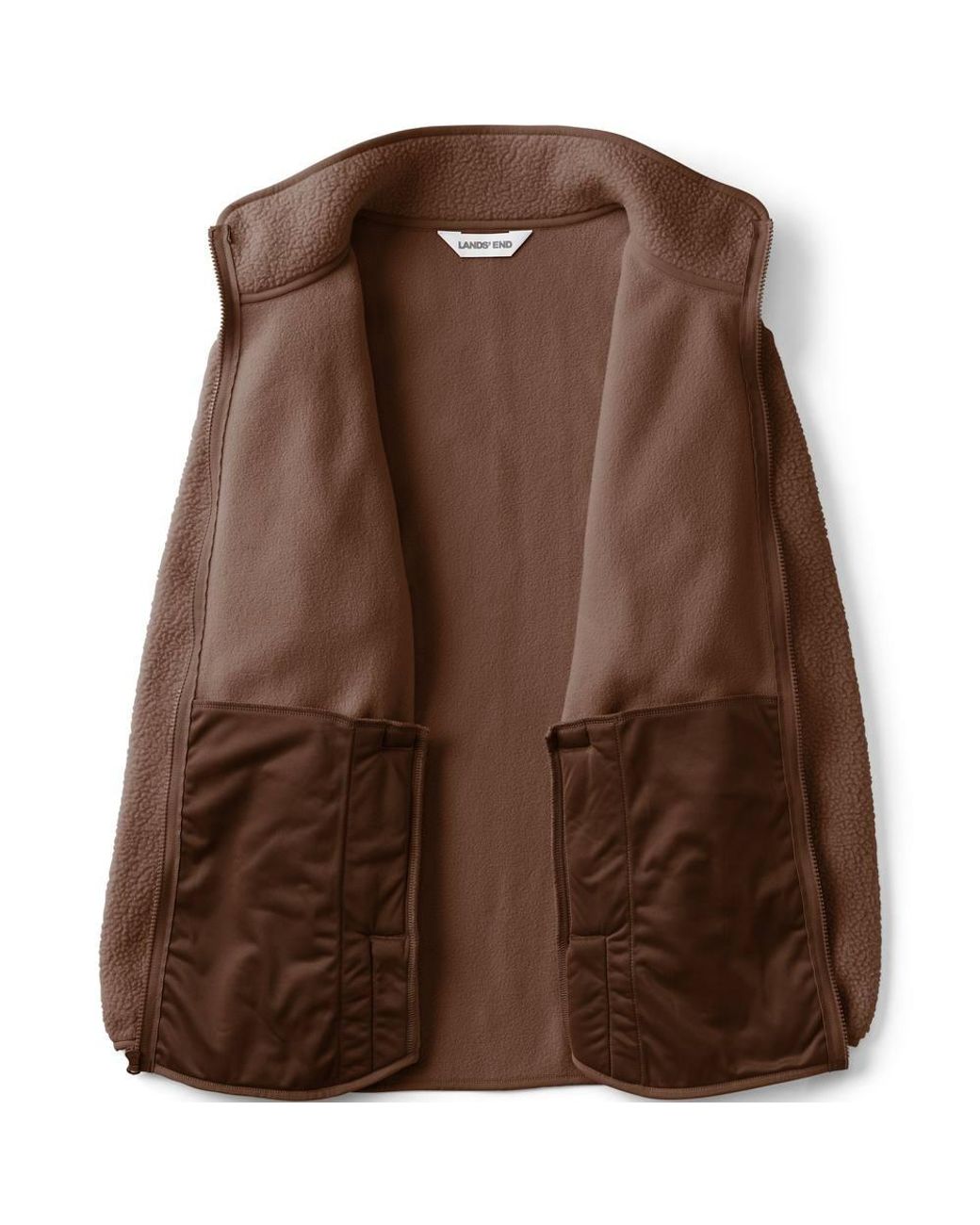 Lands' End Brown Sherpa Fleece Full Zip Jacket