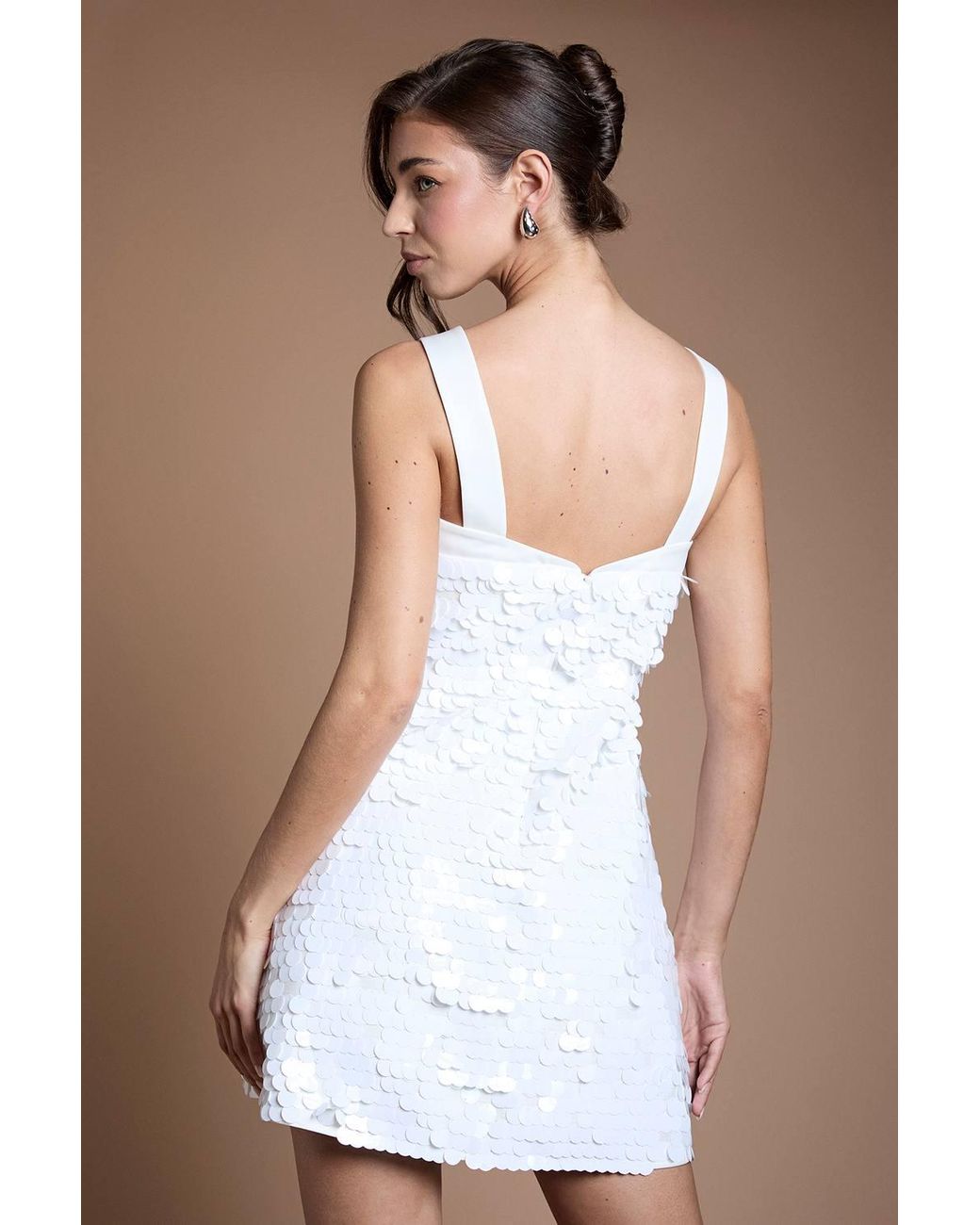 Coast White Disc Sequin Bridal Mini Dress