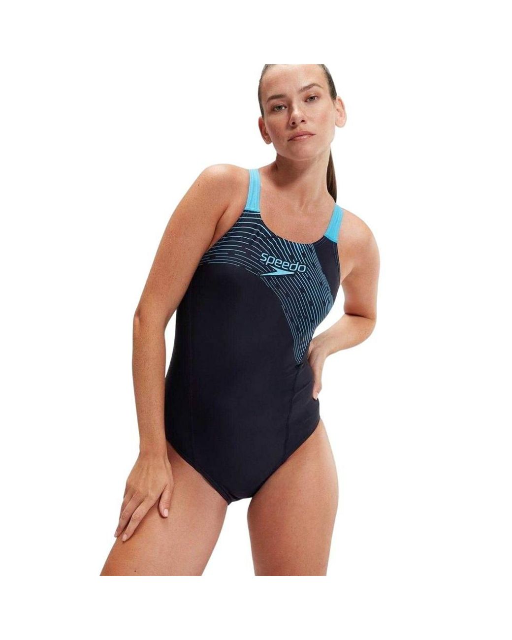 Speedo Blue Medley Medalist Logo One Piece Swimsuit