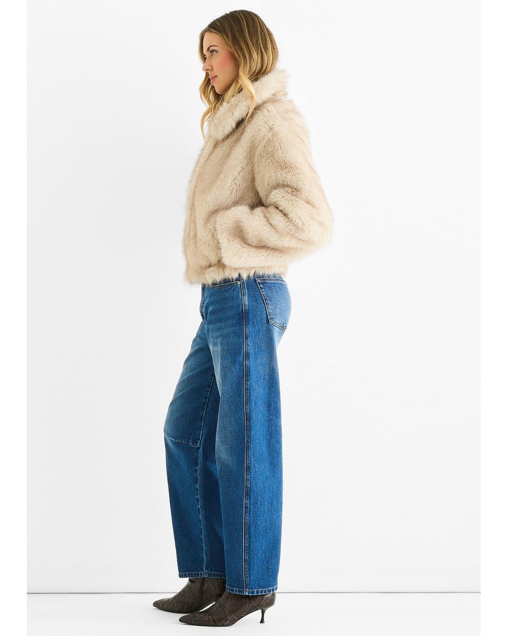 Gini London Blue Premium Ombre Faux Fur Jacket
