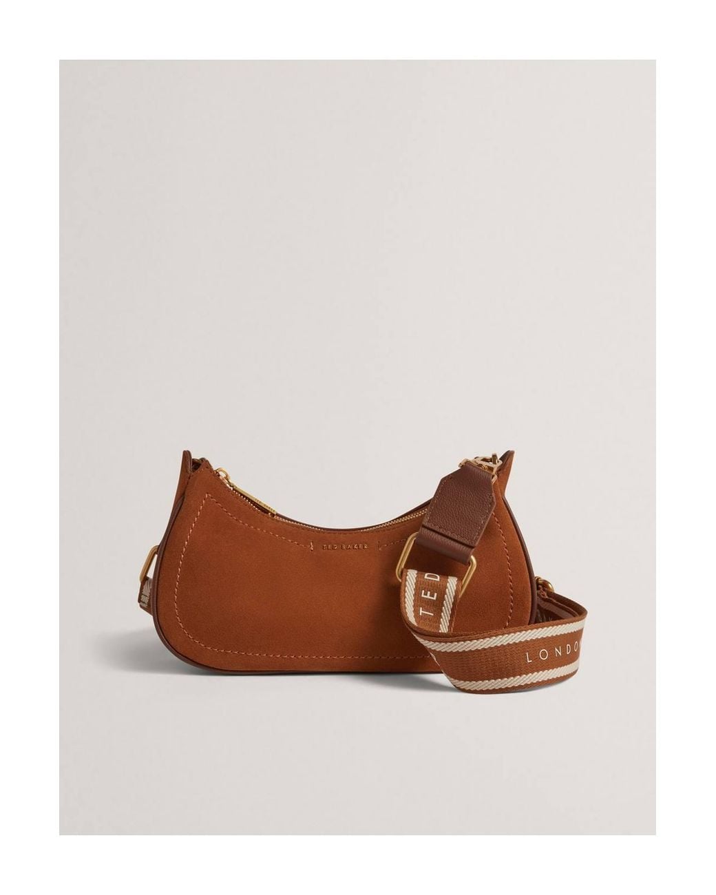 Ted Baker Brown Webbing Small Suede Shoulder Bag
