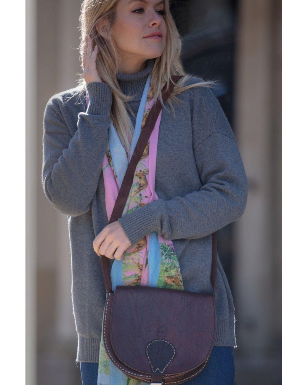 Berber Leather Brown 'The Temara' Large Leather Saddle Bag