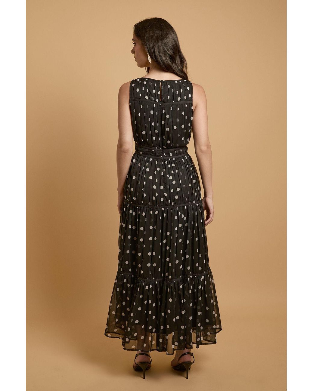 Oasis Blue Spot Contrast Piping Midi Dress