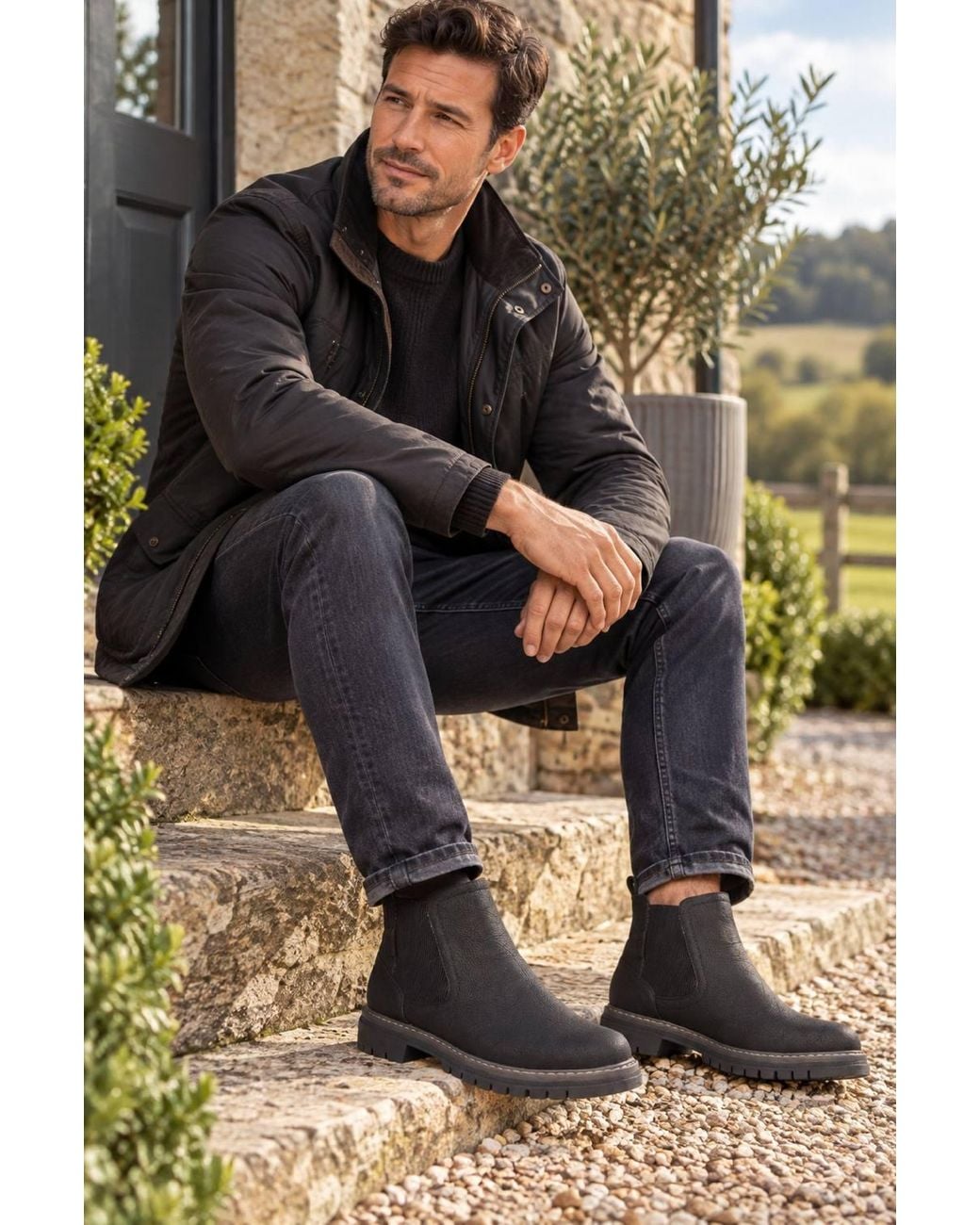 Absolute Footwear Gray Leather Chelsea Boots, Single Elasticated Gusset for men