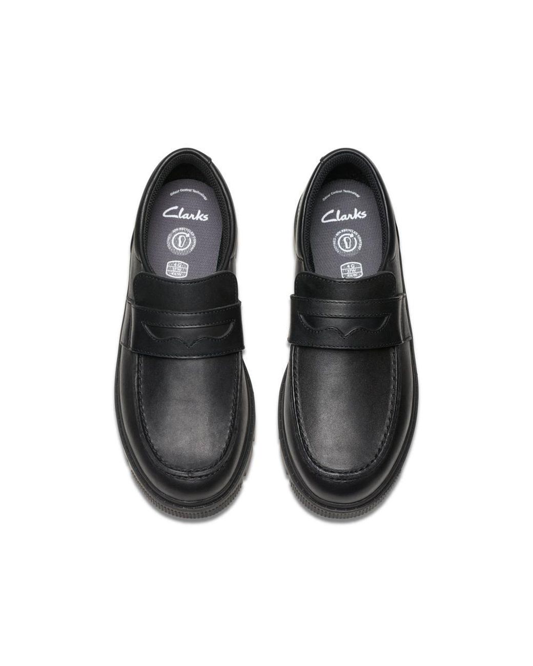 Clarks Black Lorcam Craft Youth Leather Loafers, School Shoes