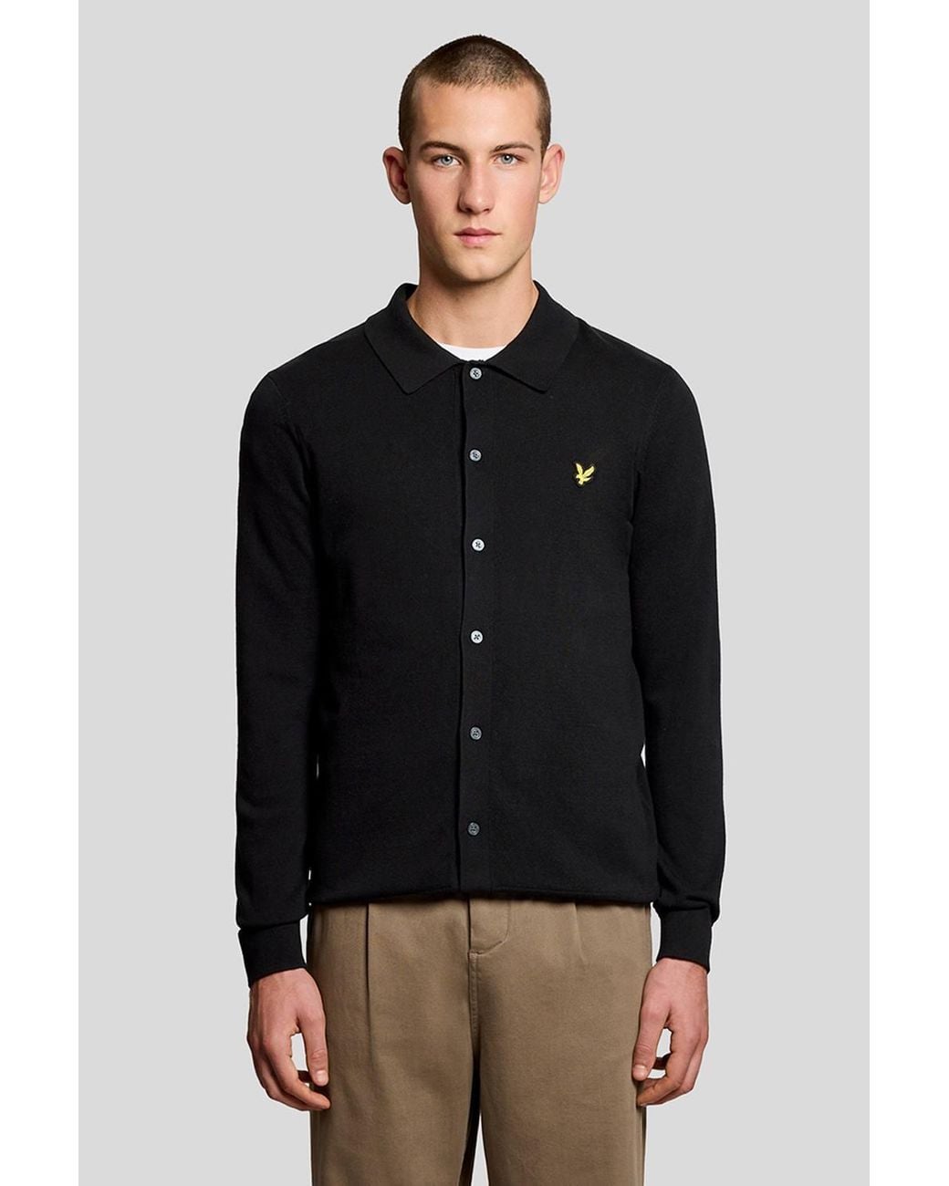 Lyle & Scott Black Cotton Knitted Shirt for men