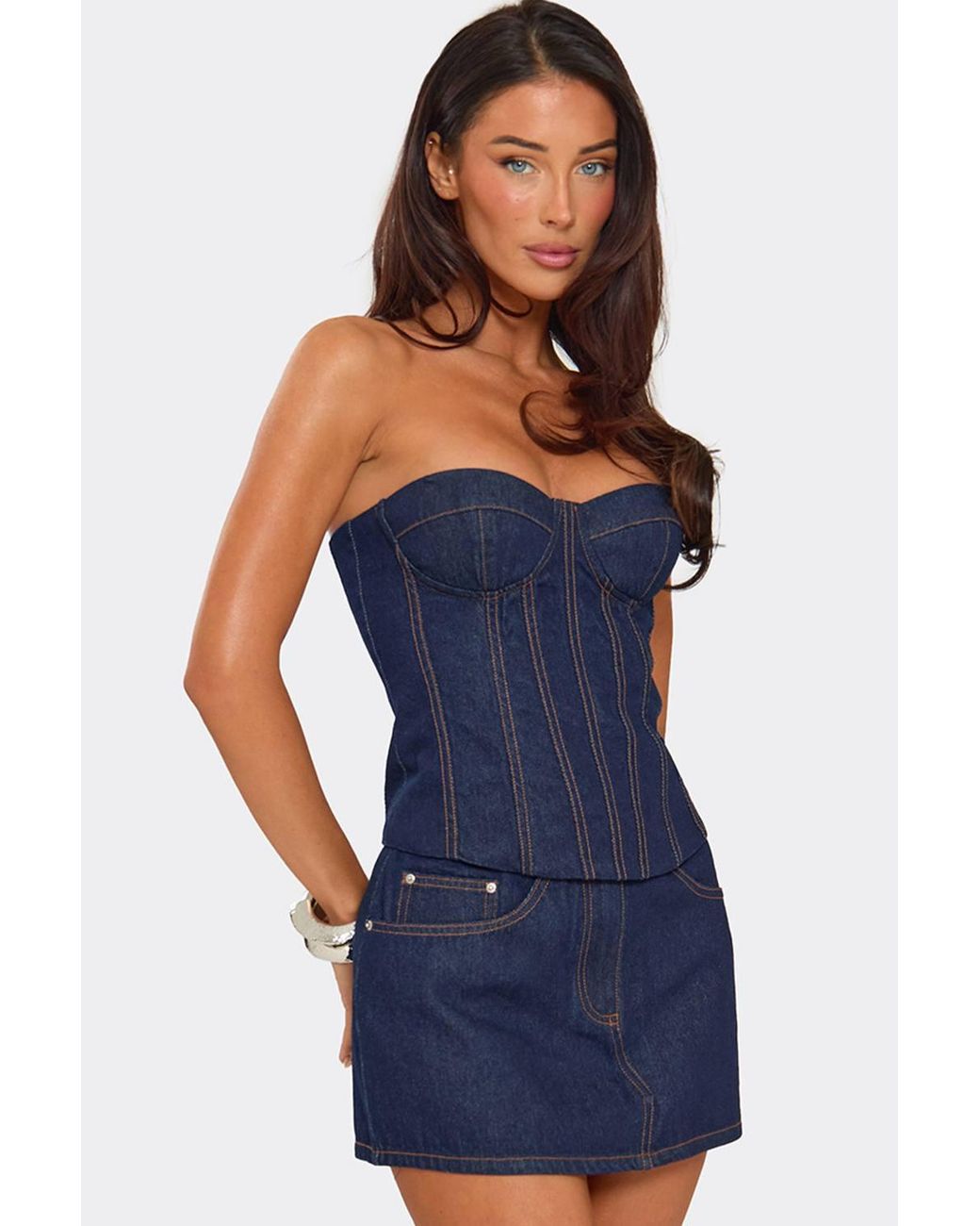 EGO Blue Denim Low Rise Mini Skirt