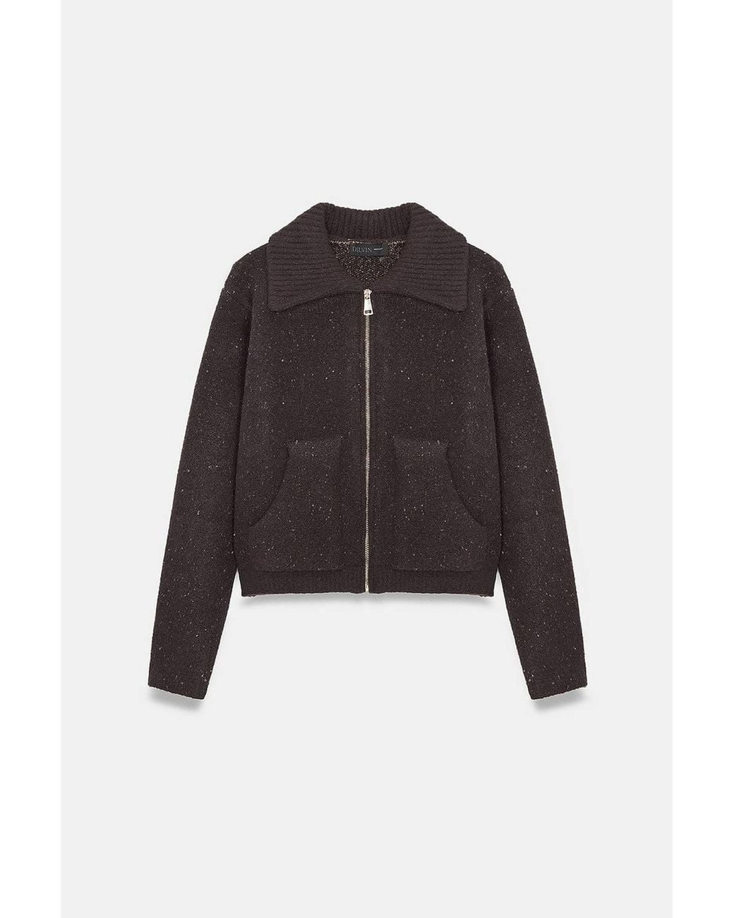 Dilvin Brown Wool-Blend Cardigan
