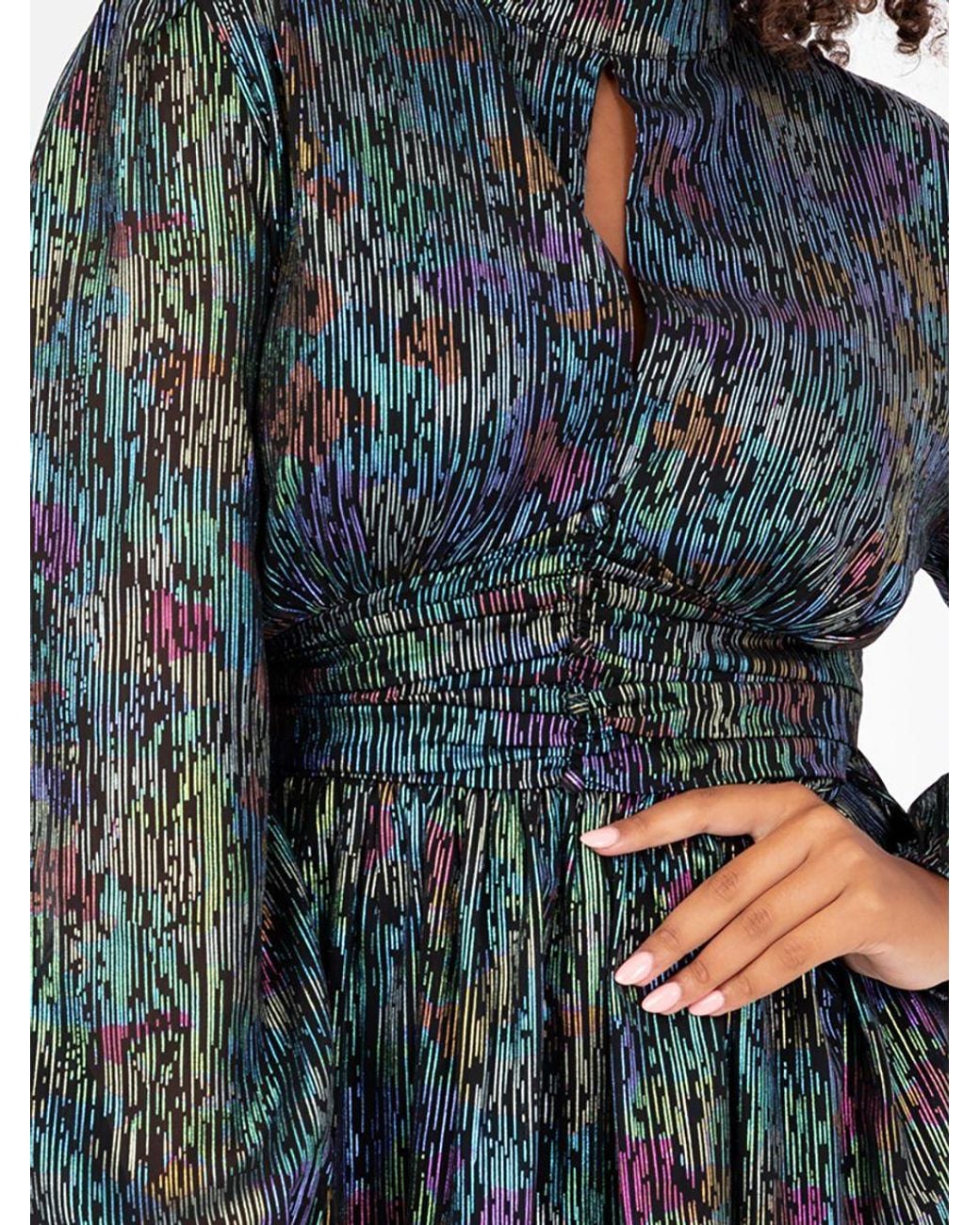 Lovedrobe Multicolor Metallic Long Sleeve Mini Dress