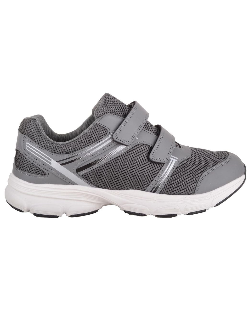 Absolute Footwear Gray Lightweight Wide Fitting Trainers, Double Touch & Close Fastening for men