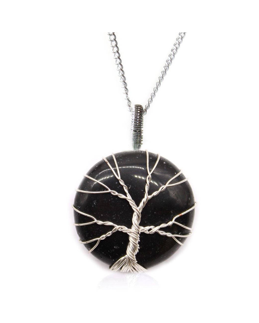 KDMD Black Tree Of Life Gemstone Necklace