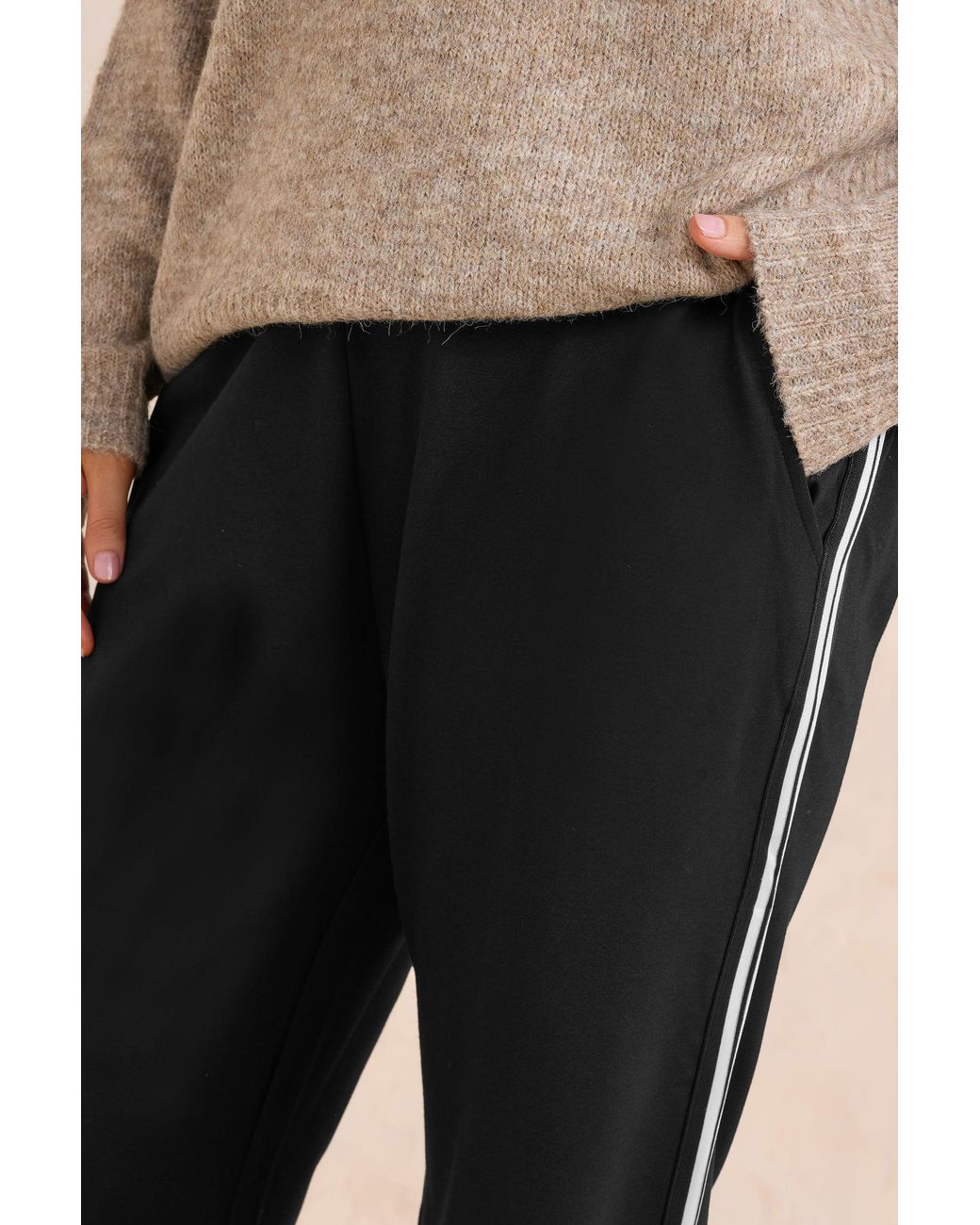 Evans Black Side Stripe Wide Leg Trousers
