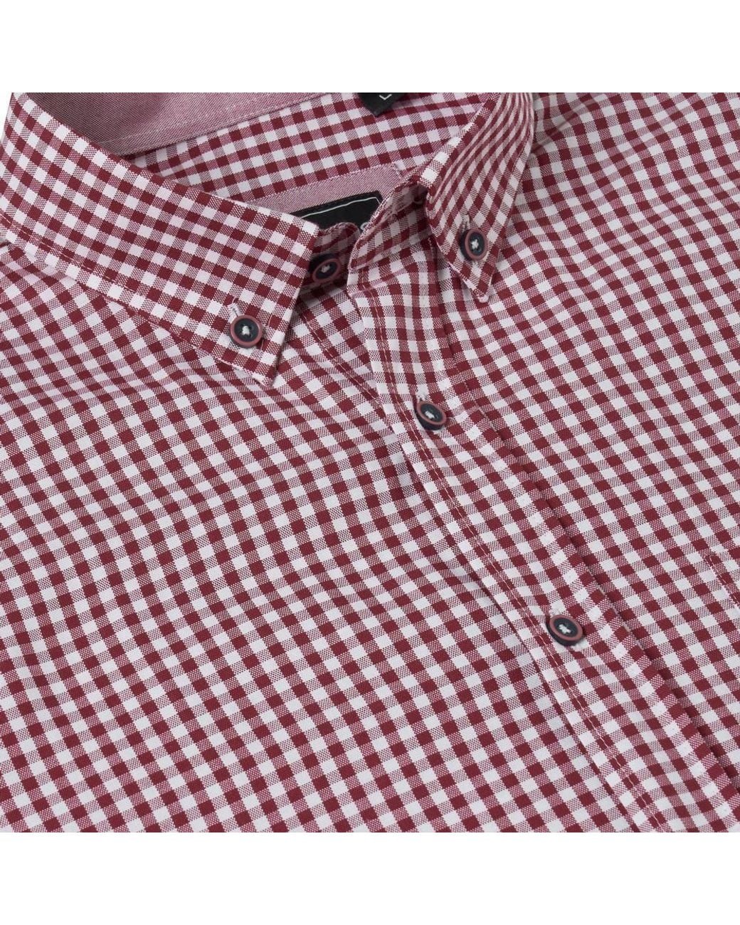 KAM Jeanswear Purple Short Sleeve Classic Gingham Check Shirt For for men