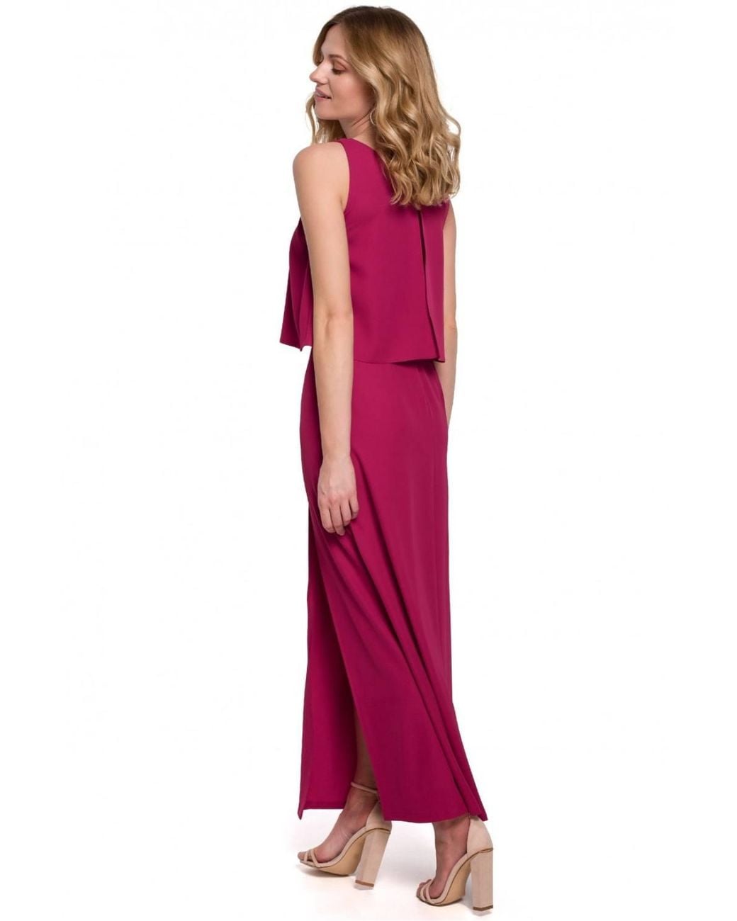 Love Lace Purple Sleeveless Dress With Ruffles & Slit