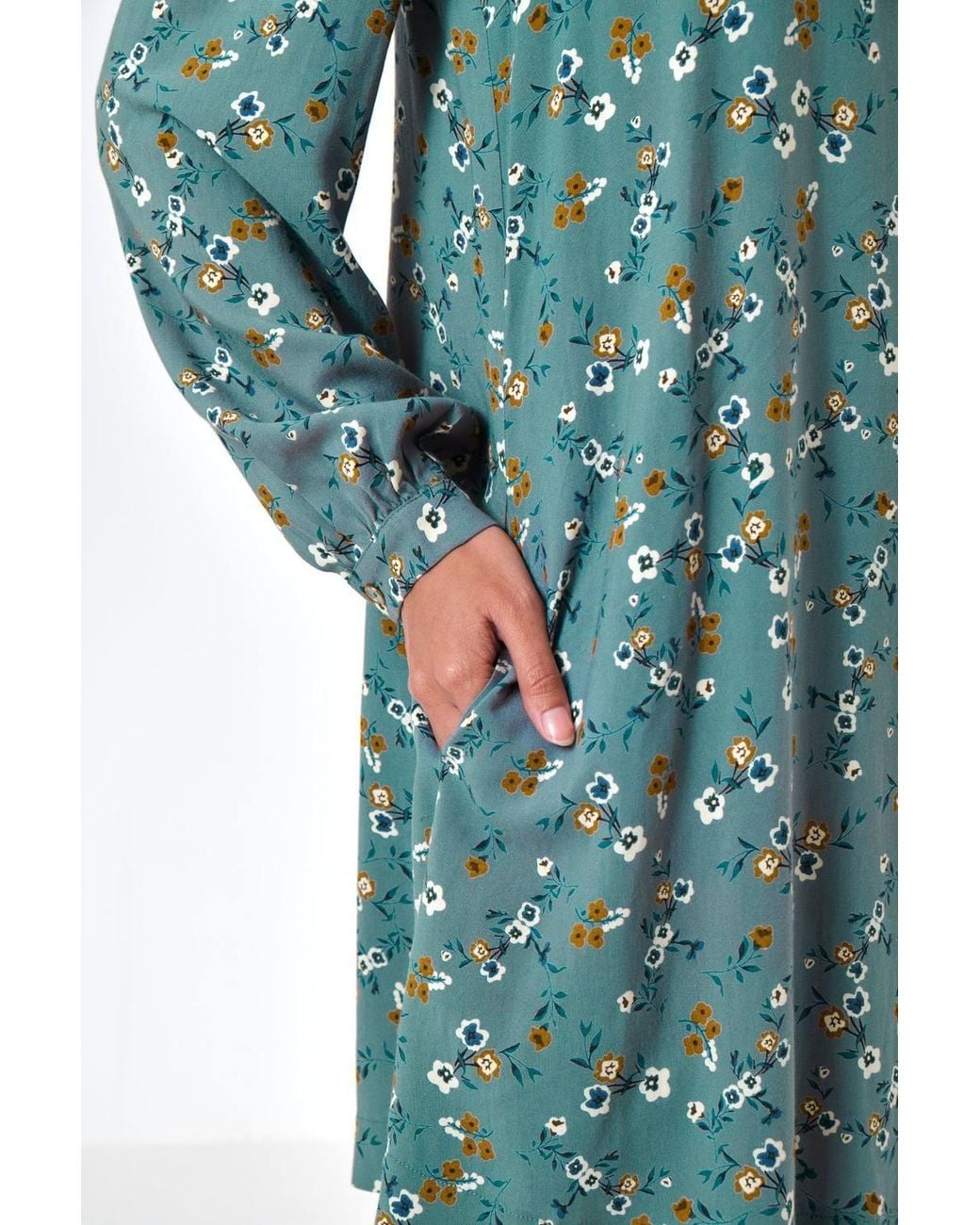 Louche Blue Sola Naïve Posy Print Long Sleeve Mini Dress