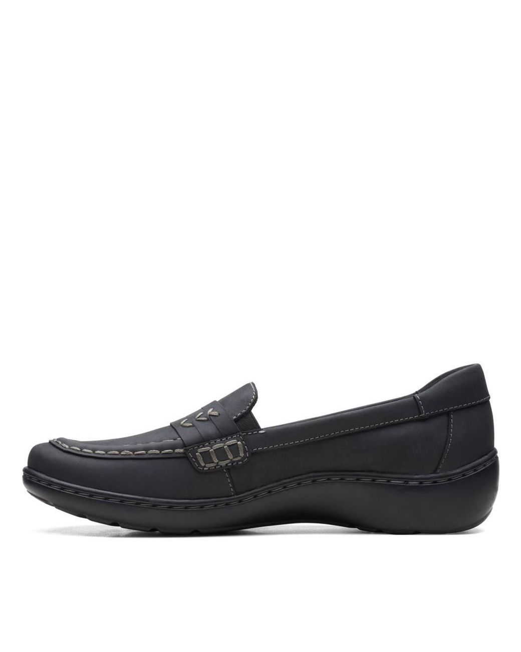 Clarks Blue Cora Ashly Leather Loafers, Slip Ons