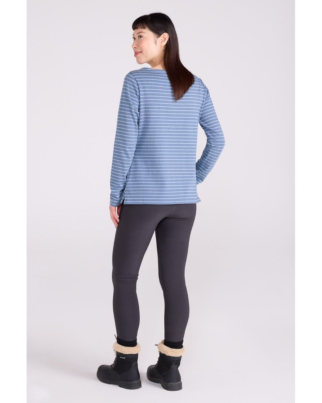 Mountain Warehouse Blue 'St Ives' Long Sleeve Lightweight Breathable Crew Neck Cotton Top
