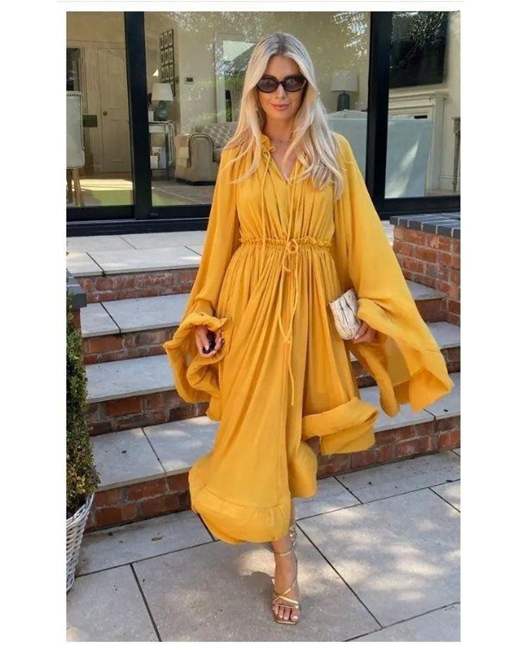 CY Gray Ruffle Hem & Sleeves Oversized Dress