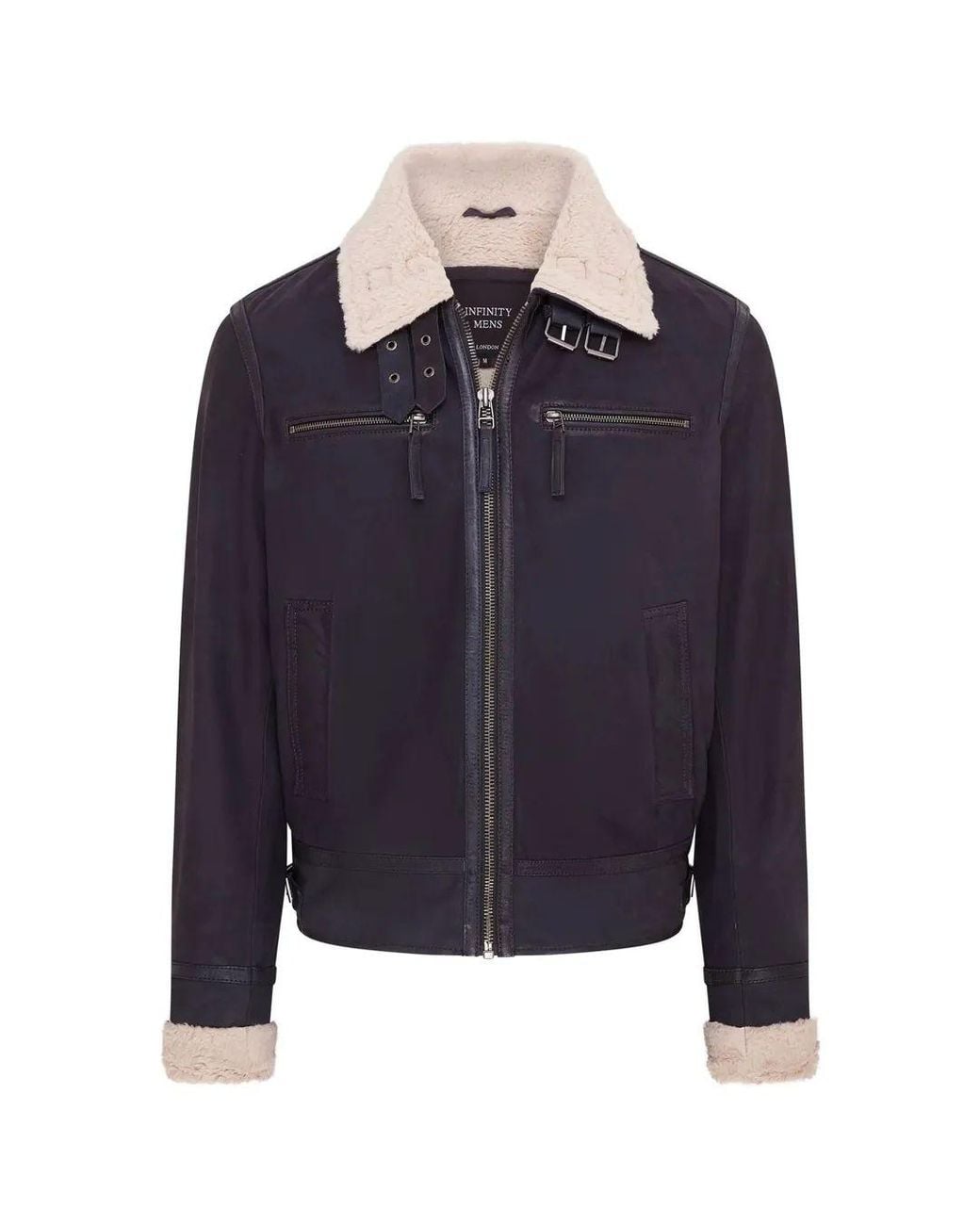 TruClothing Gray Suede Pilot Aviator Leather Jacket for men