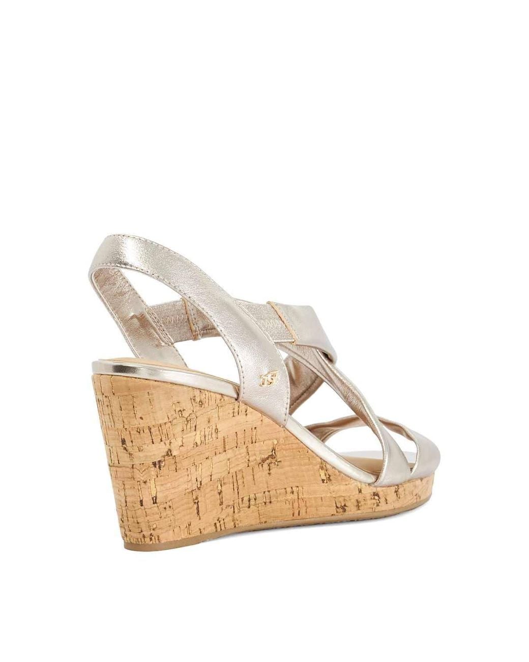Dune White Wide Fit 'Kamies' Leather Wedges
