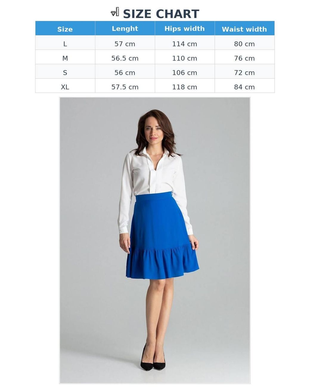 Love Lace Blue Sapphire Flared Knee Length Ruffle Hem Skirt