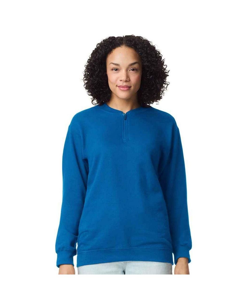 Gildan Blue Softstyle Midweight Quarter Zip Sweatshirt for men