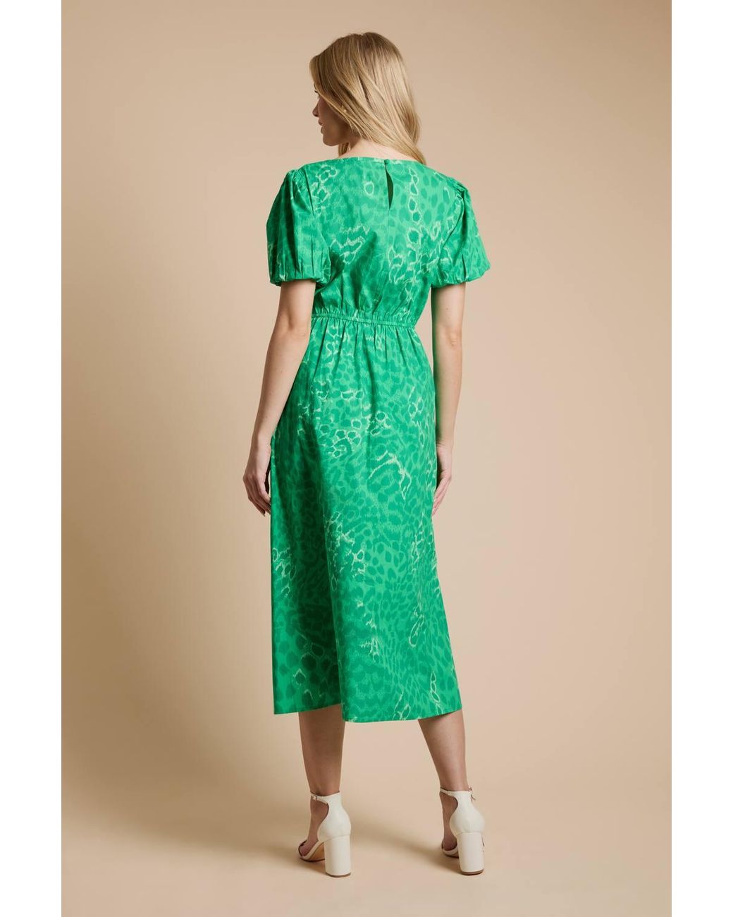 Dorothy Perkins Green Animal Sweetheart Neck Printed Poplin Dress