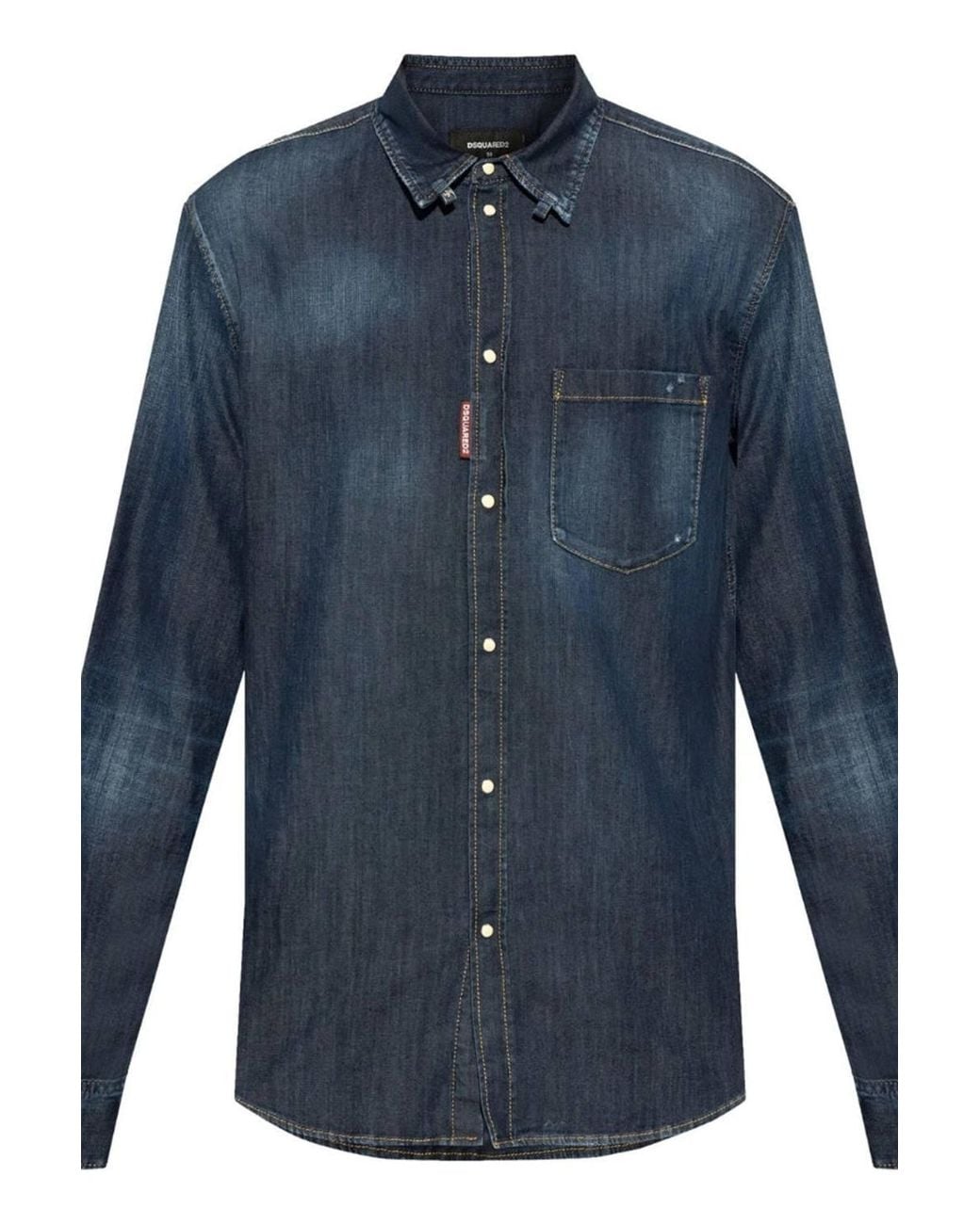 DSquared² Blue Tab Long Sleeve Collared Shirts for men