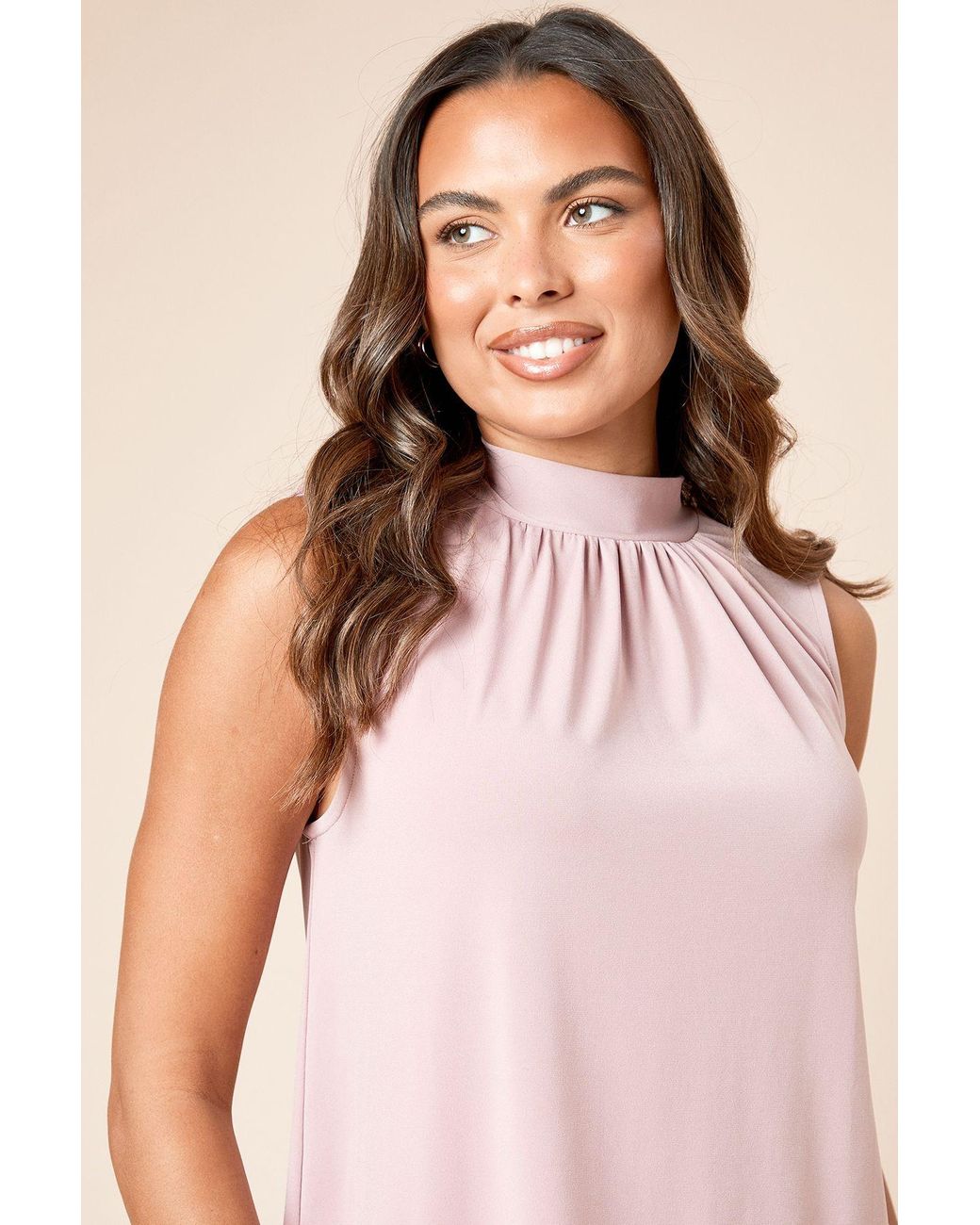 Dorothy Perkins Blue High Neck Tie Back Jersey Top