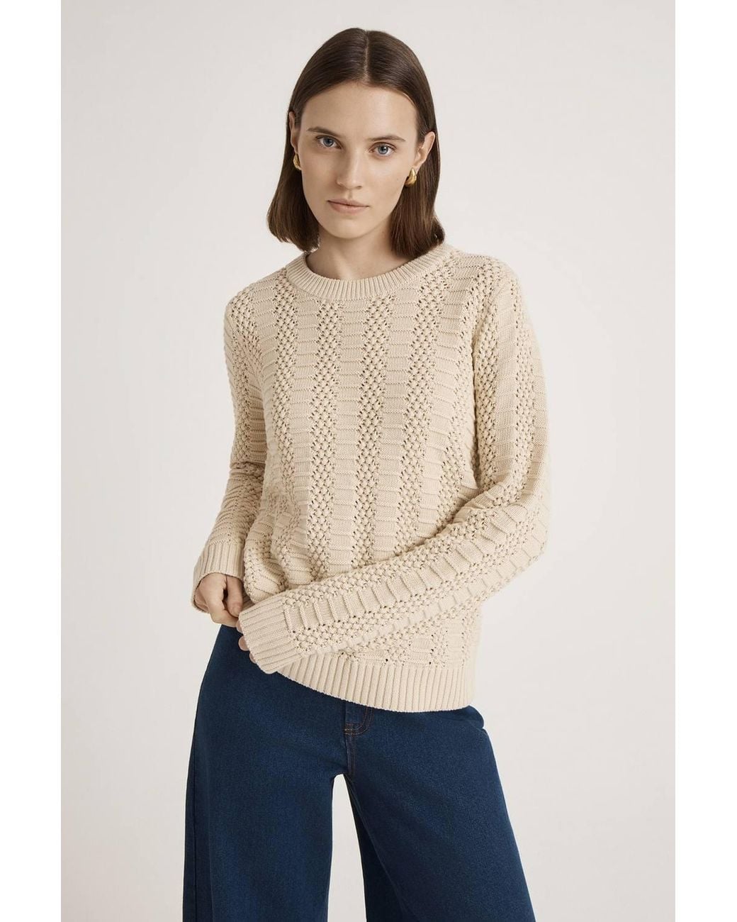 Finery London Natural Nova Round Neck Knitted Jumper