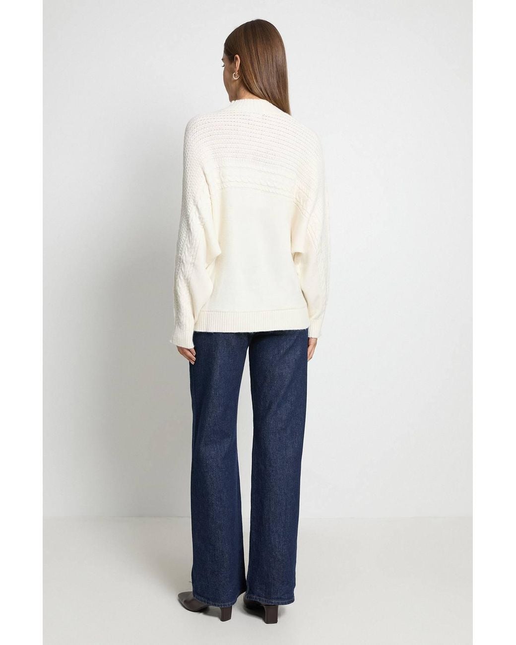 Wallis White Placement Cable Knit Jumper